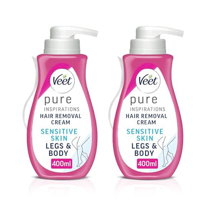 Veet Pure Legs & Body Hair Removal Cream 800ml (2 x 400ml) – Sensitive Skin