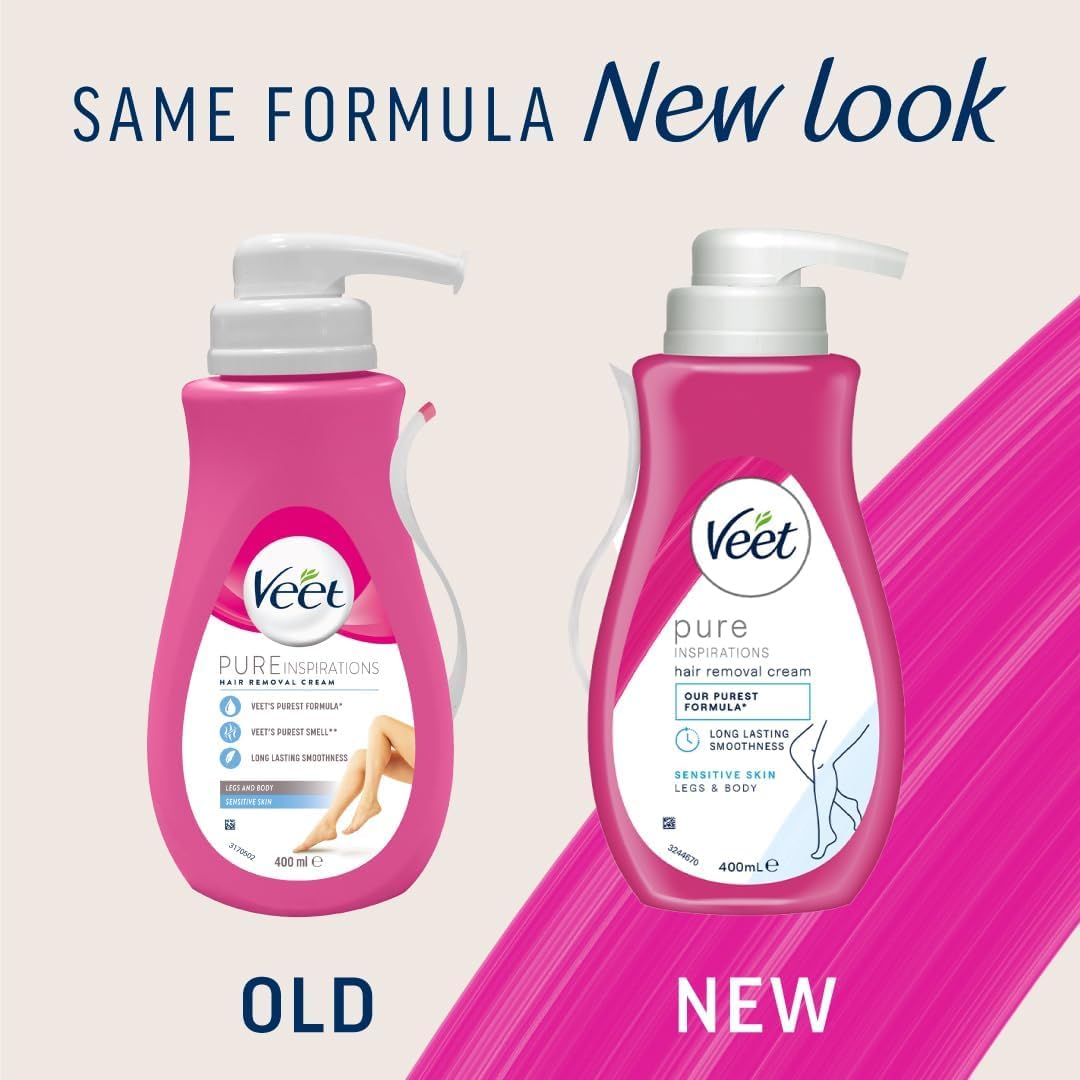 Veet Pure Legs & Body Hair Removal Cream 800ml (2 x 400ml) – Sensitive Skin