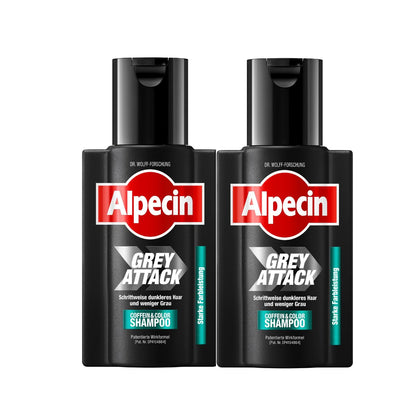Alpecin Grey Attack Caffeine & Colour Shampoo, 2 x 200 ml - Against Grey