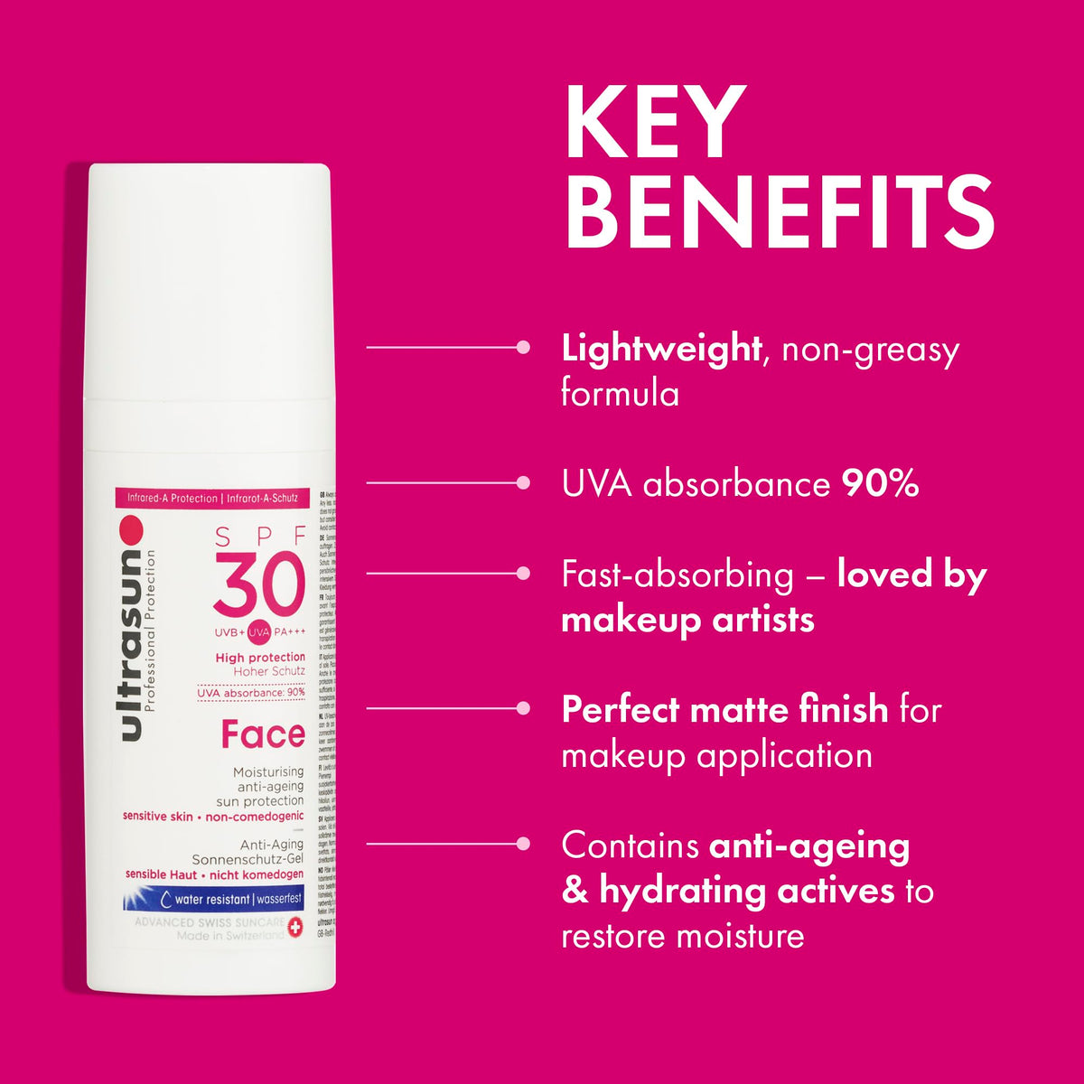 Ultrasun Face Sunscreen SPF30 | Anti-Ageing Broad-Spectrum Protection 50ml