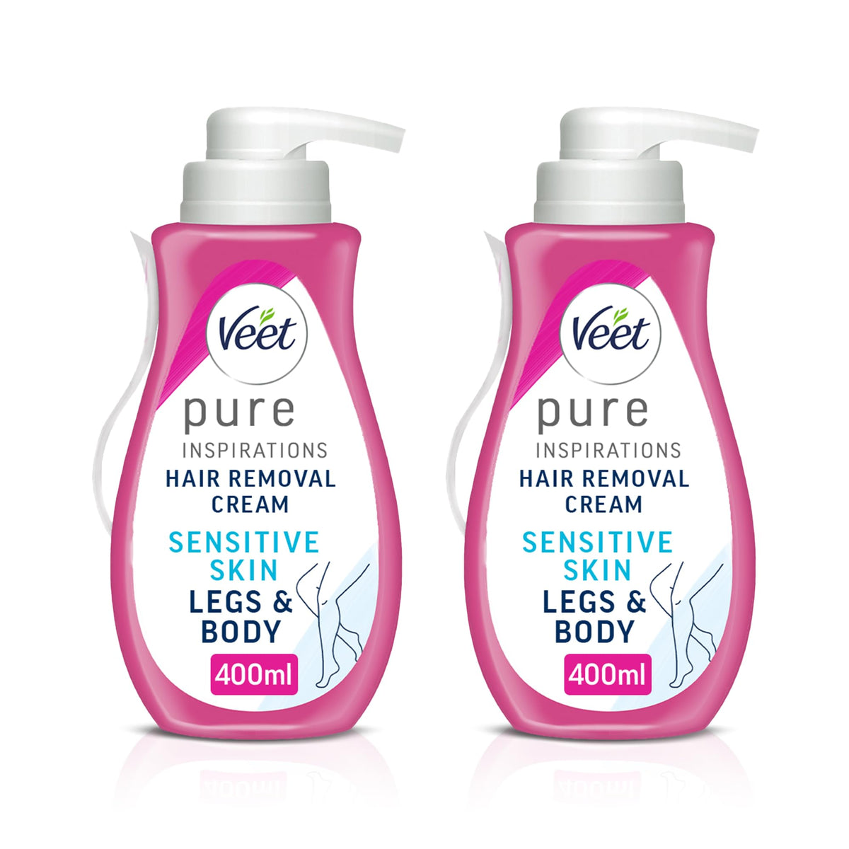 Veet Pure Legs & Body Hair Removal Cream 800ml (2 x 400ml) – Sensitive Skin