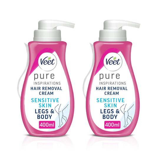Veet Pure Legs & Body Hair Removal Cream 800ml (2 x 400ml) – Sensitive Skin