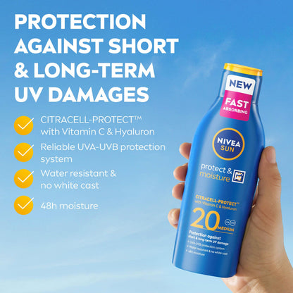 NIVEA SUN Protect & Moisture Sun Lotion | SPF 20+, 30+ & 50+ | 200 ml