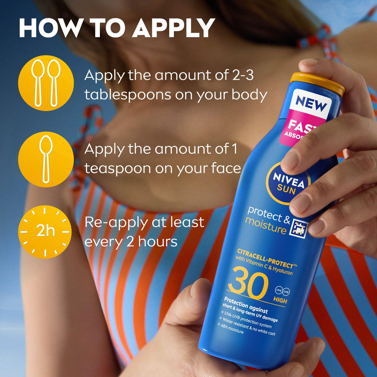 NIVEA SUN Protect & Moisture Sun Lotion | SPF 20+, 30+ & 50+ | 200 ml