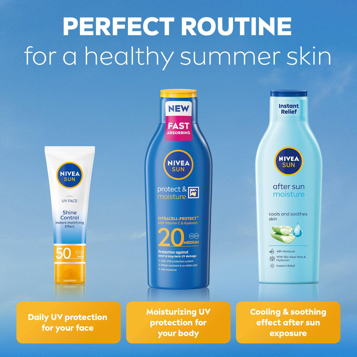 NIVEA SUN Protect & Moisture Sun Lotion | SPF 20+, 30+ & 50+ | 200 ml