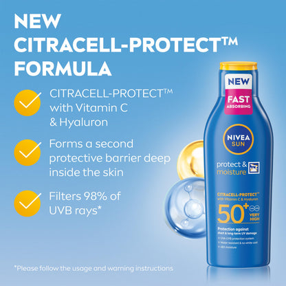 NIVEA SUN Protect & Moisture Sun Lotion | SPF 20+, 30+ & 50+ | 200 ml