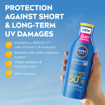 NIVEA SUN Protect & Moisture Sun Lotion | SPF 20+, 30+ & 50+ | 200 ml